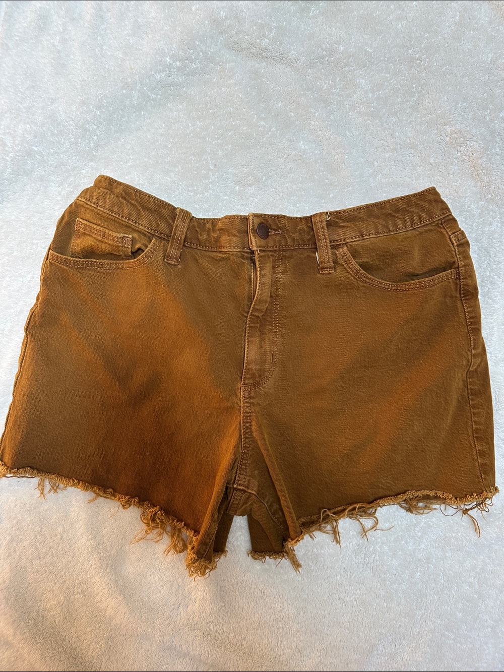 Universal Thread ‘Vintage Midi’ Rust Warm  Brown Frayed Hem Jean Shorts